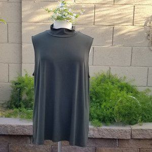 Susan Graver Modern Essentials Liquid Knit Mock Neck Top Basil Green 3X